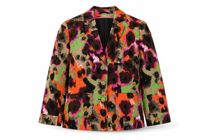 Marks & Spencer Womens Multicoloured Floral Jacket Blazer Size 10 Button - Pockets