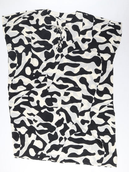 Marks and Spencer Womens Black Geometric Modal A-Line Size M V-Neck Pullover