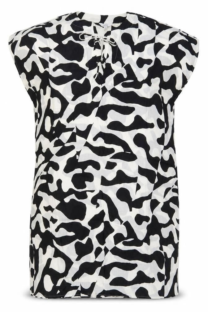 Marks and Spencer Womens Black Geometric Modal A-Line Size M V-Neck Pullover