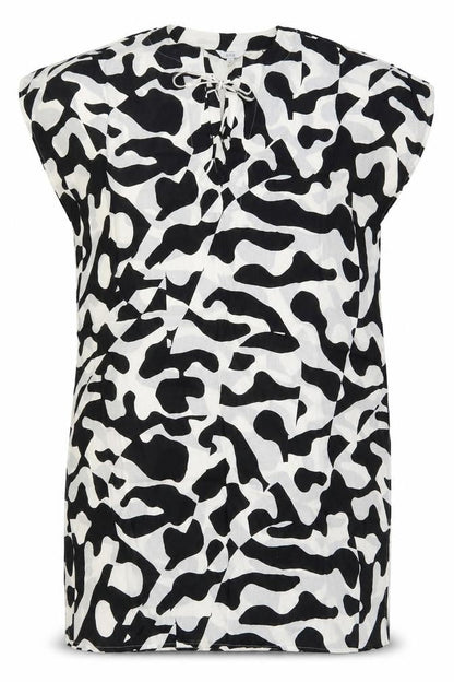 Marks and Spencer Womens Black Geometric Modal A-Line Size M V-Neck Pullover