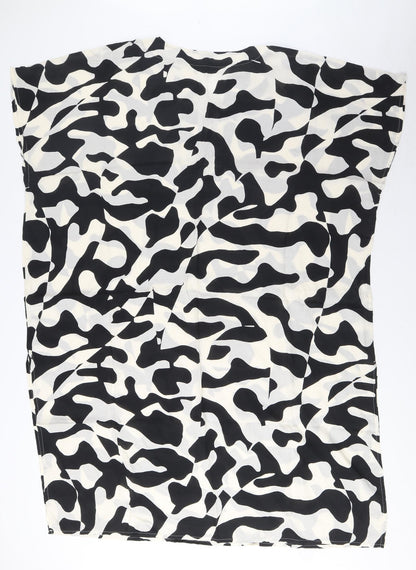 Marks and Spencer Womens Black Geometric Modal A-Line Size M V-Neck Pullover