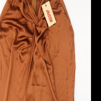 Misspap Womens Brown Polyester A-Line Skirt Size 8 Zip