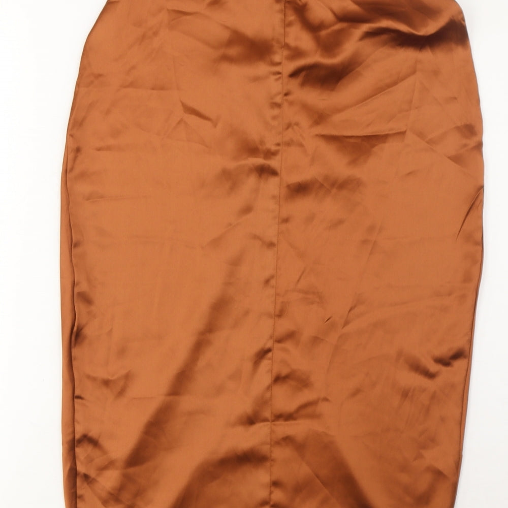 Misspap Womens Brown Polyester A-Line Skirt Size 8 Zip