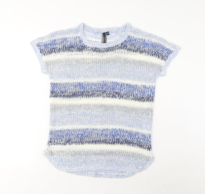 Intuition Womens Multicoloured Crew Neck Striped Acrylic Pullover Jumper Size 12 - 12/14