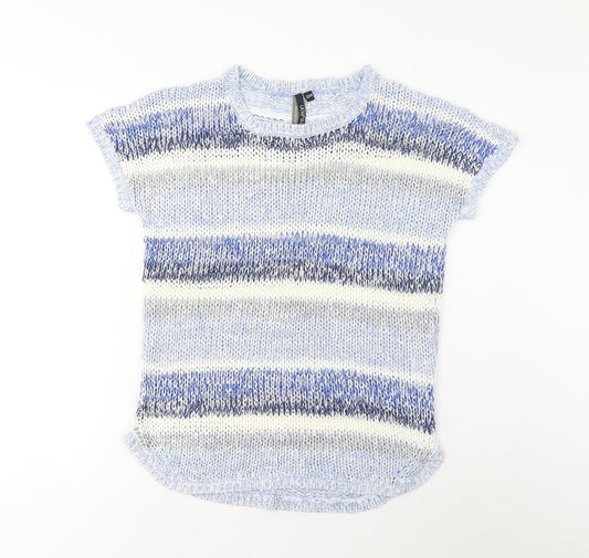 Intuition Womens Multicoloured Crew Neck Striped Acrylic Pullover Jumper Size 12 - 12/14