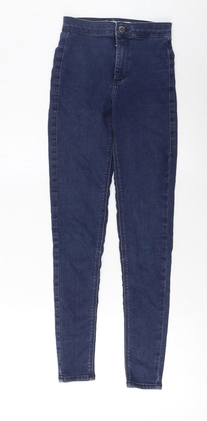 Topshop Womens Blue Cotton Skinny Jeans Size 25 in L32 in Regular Zip - Pockets