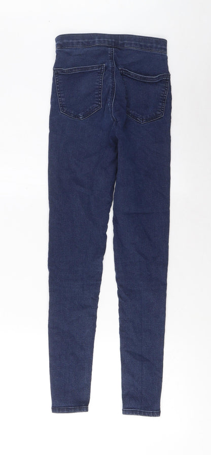 Topshop Womens Blue Cotton Skinny Jeans Size 25 in L32 in Regular Zip - Pockets