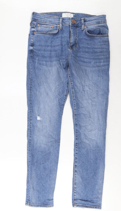 Easy Mens Blue Cotton Skinny Jeans Size 32 in L30 in Regular Zip - Pockets