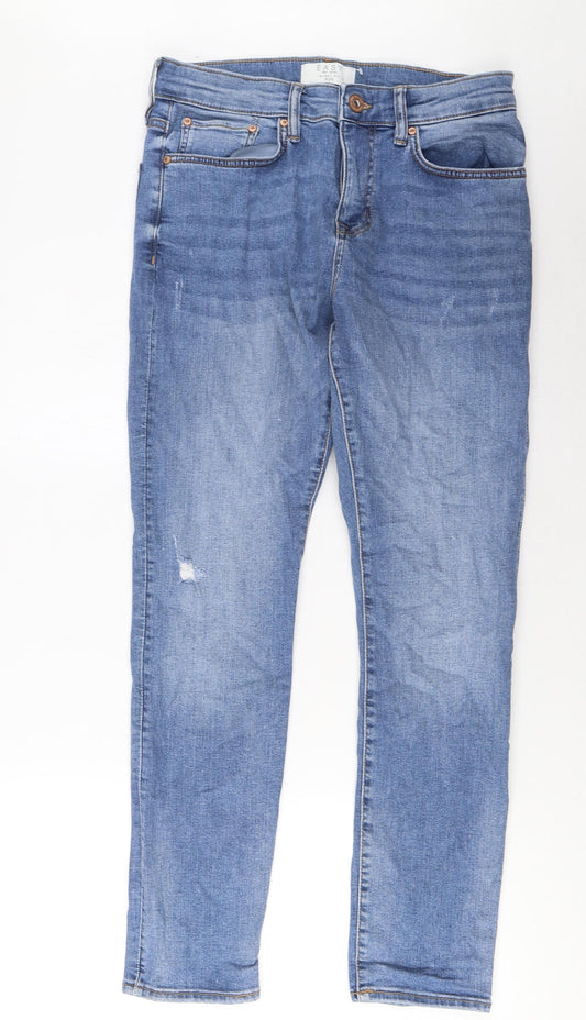 Easy Mens Blue Cotton Skinny Jeans Size 32 in L30 in Regular Zip - Pockets