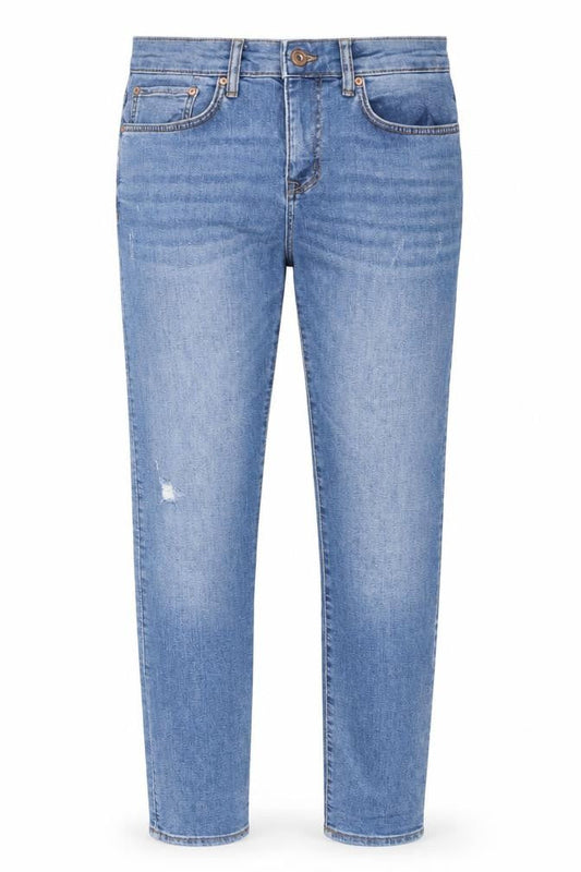 Front view of Easy men’s blue cotton skinny jeans, size 32, in, 30-inch leg regular zip - pockets