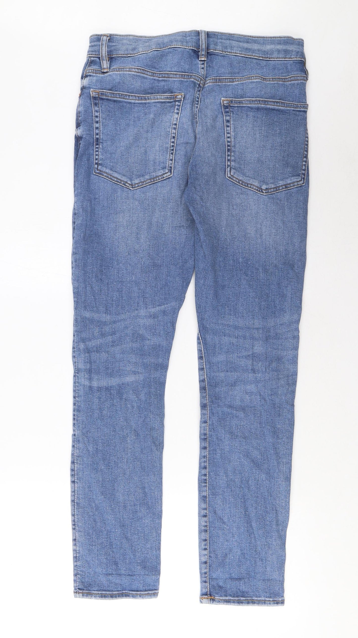 Easy Mens Blue Cotton Skinny Jeans Size 32 in L30 in Regular Zip - Pockets