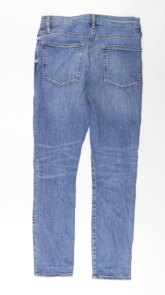 Easy Mens Blue Cotton Skinny Jeans Size 32 in L30 in Regular Zip - Pockets