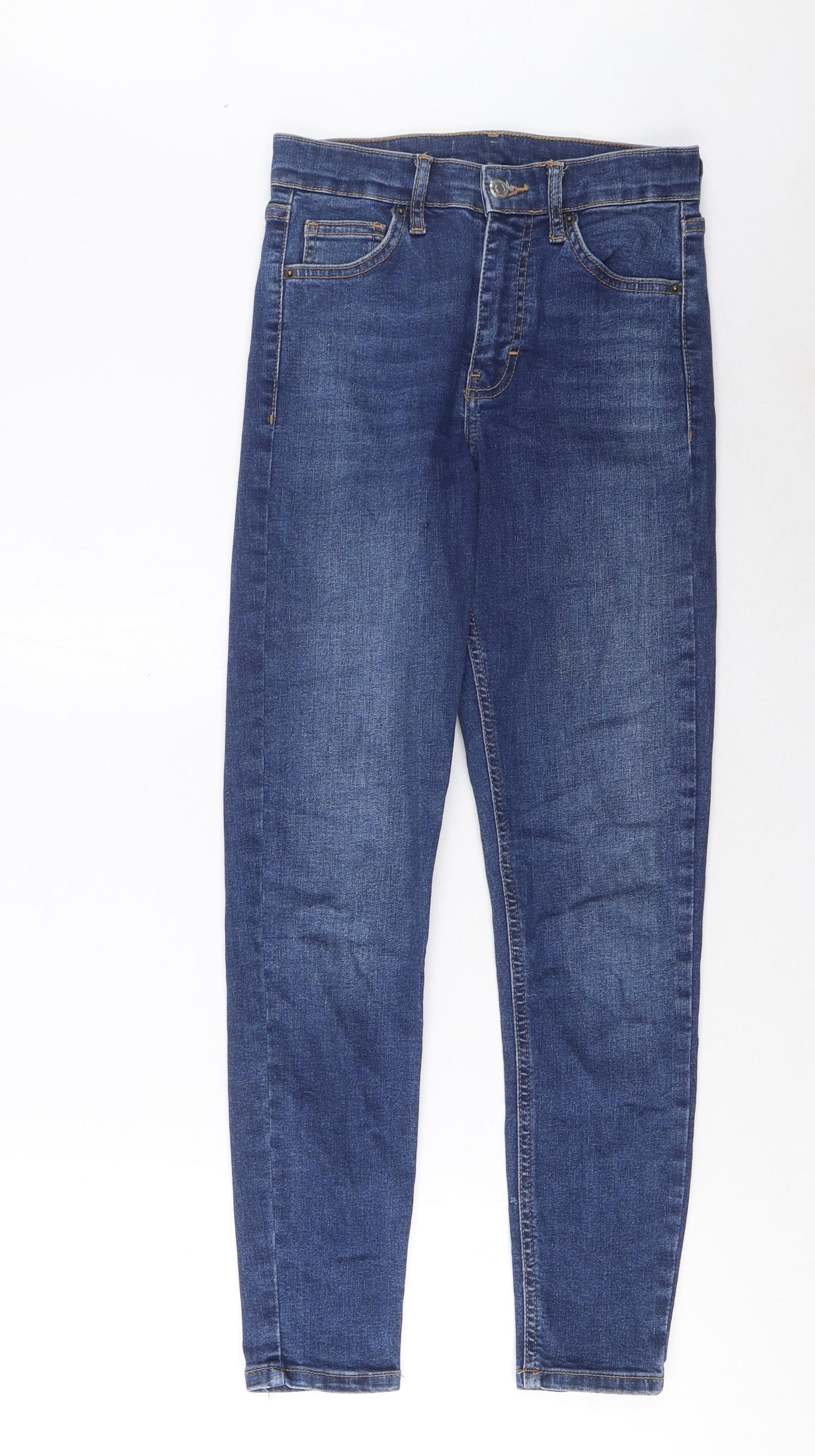 Topshop Womens Blue Cotton Skinny Jeans Size 25 in L30 in Regular Zip - Pockets