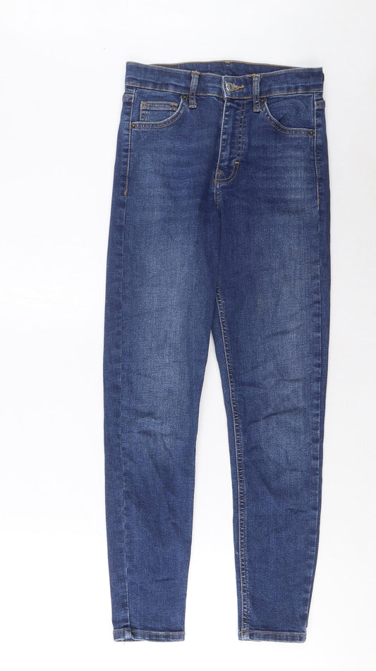 Topshop Womens Blue Cotton Skinny Jeans Size 25 in L30 in Regular Zip - Pockets