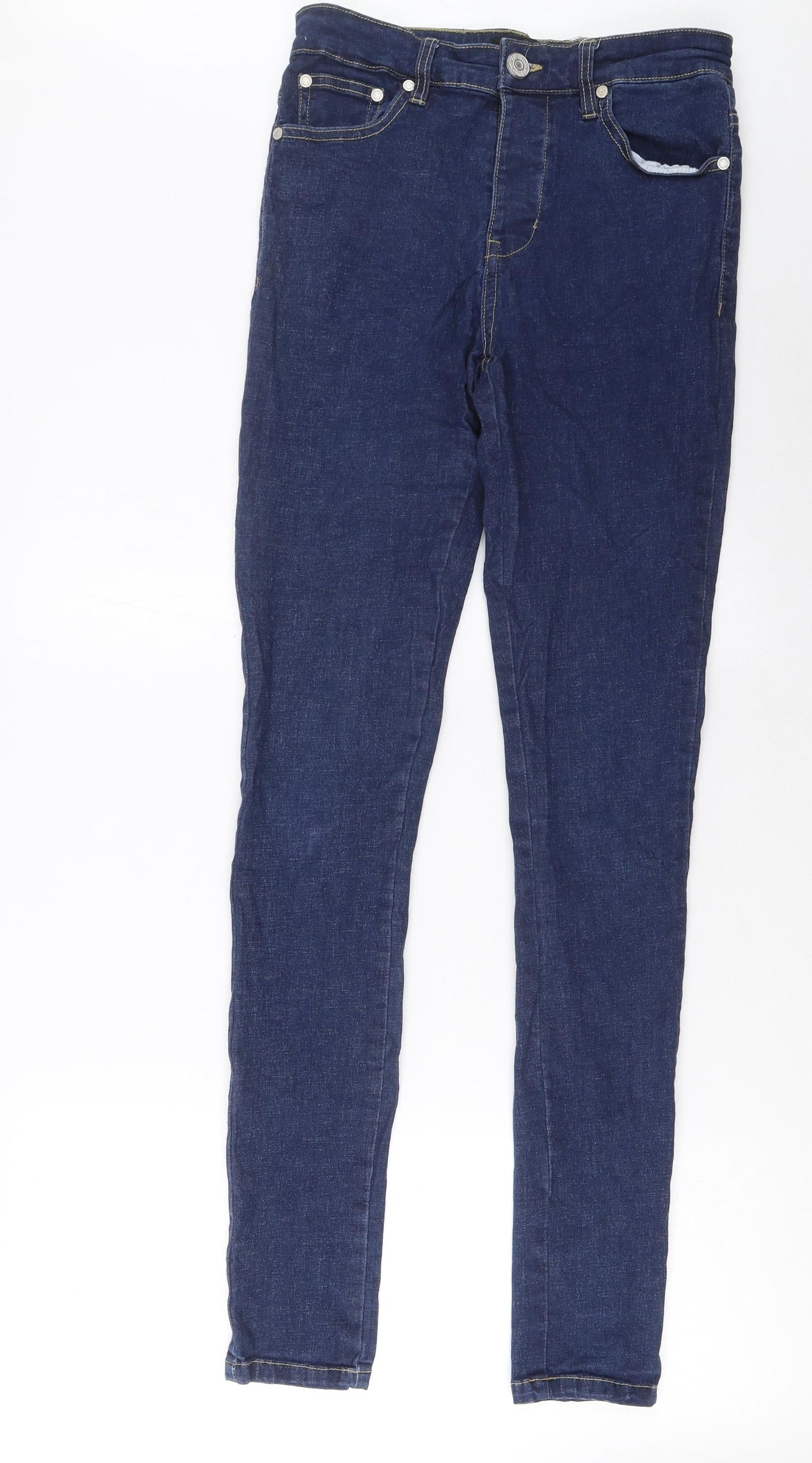 Boohoo Mens Blue Cotton Skinny Jeans Size 30 in L31 in Regular Zip - Pockets