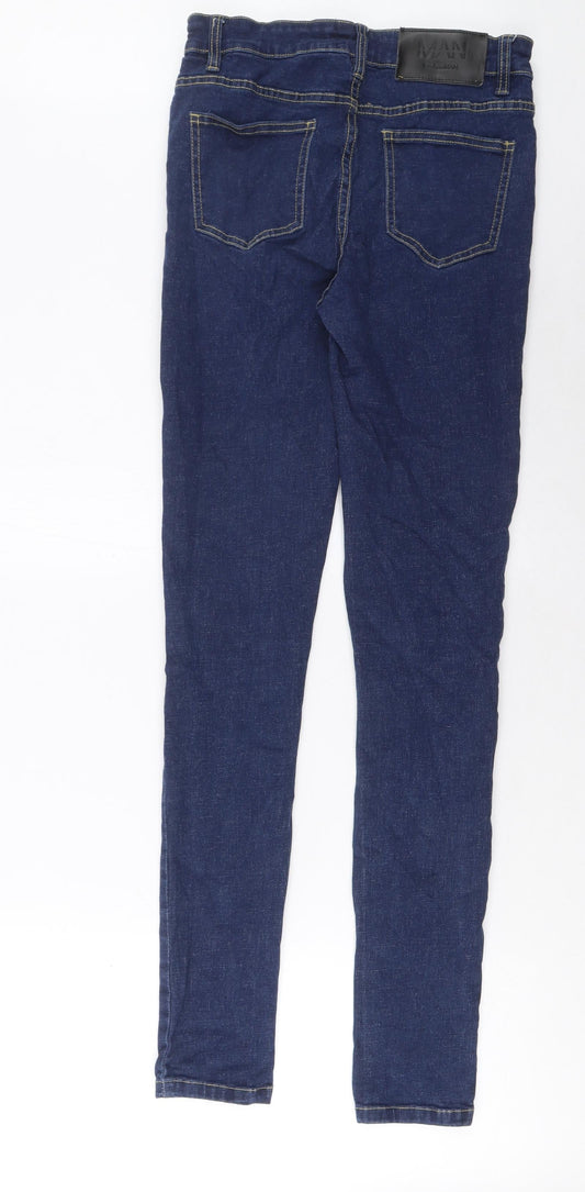 Boohoo Mens Blue Cotton Skinny Jeans Size 30 in L31 in Regular Zip - Pockets