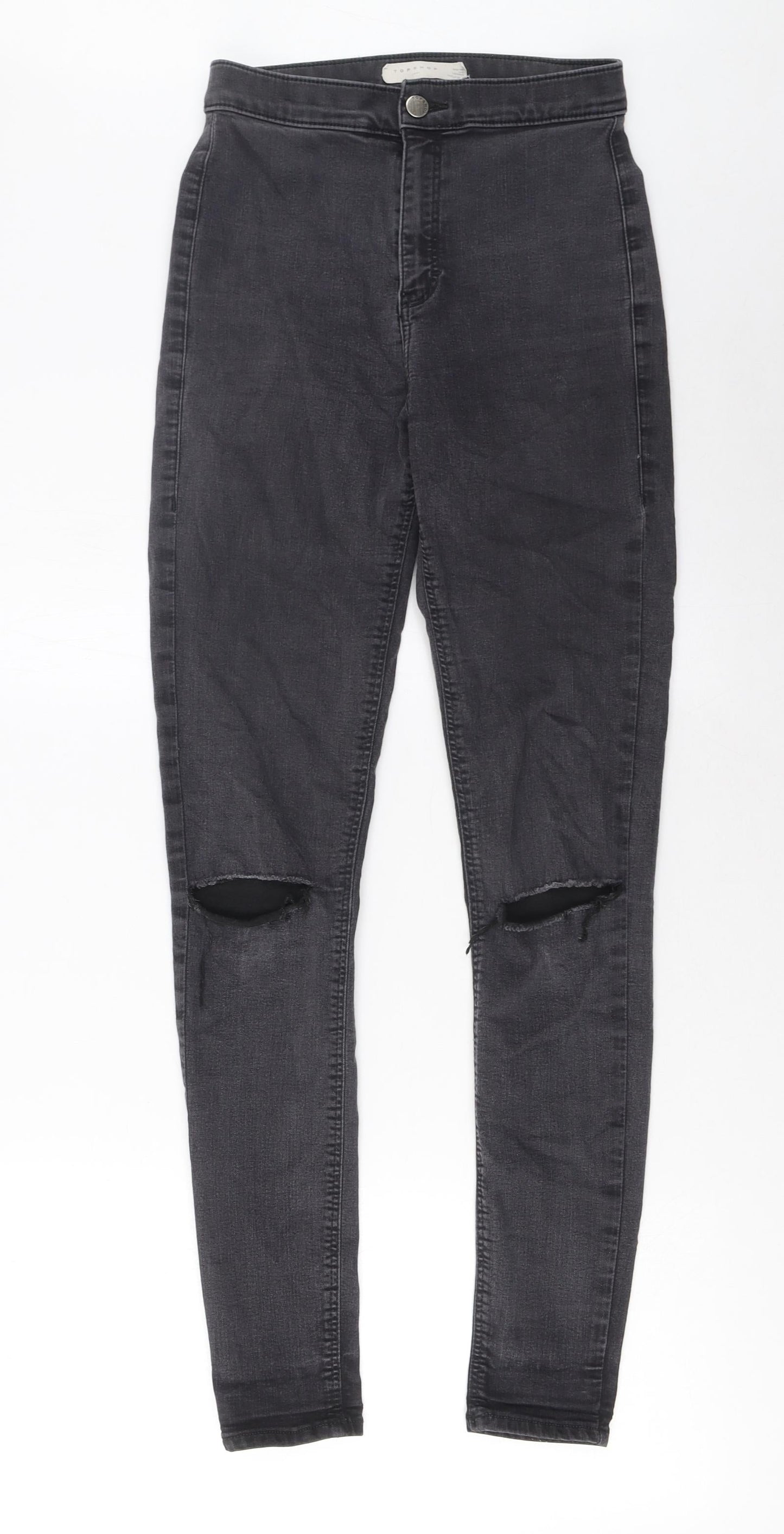 Topshop Womens Grey Cotton Skinny Jeans Size 28 in L34 in Regular Zip - Pockets