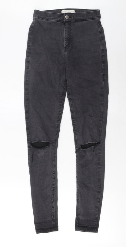 Topshop Womens Grey Cotton Skinny Jeans Size 28 in L34 in Regular Zip - Pockets