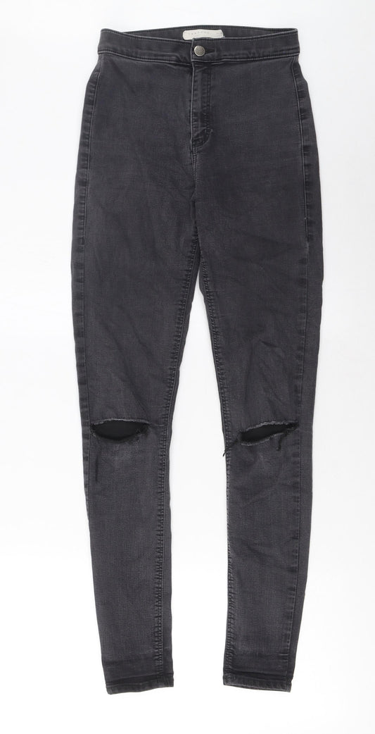 Topshop Womens Grey Cotton Skinny Jeans Size 28 in L34 in Regular Zip - Pockets