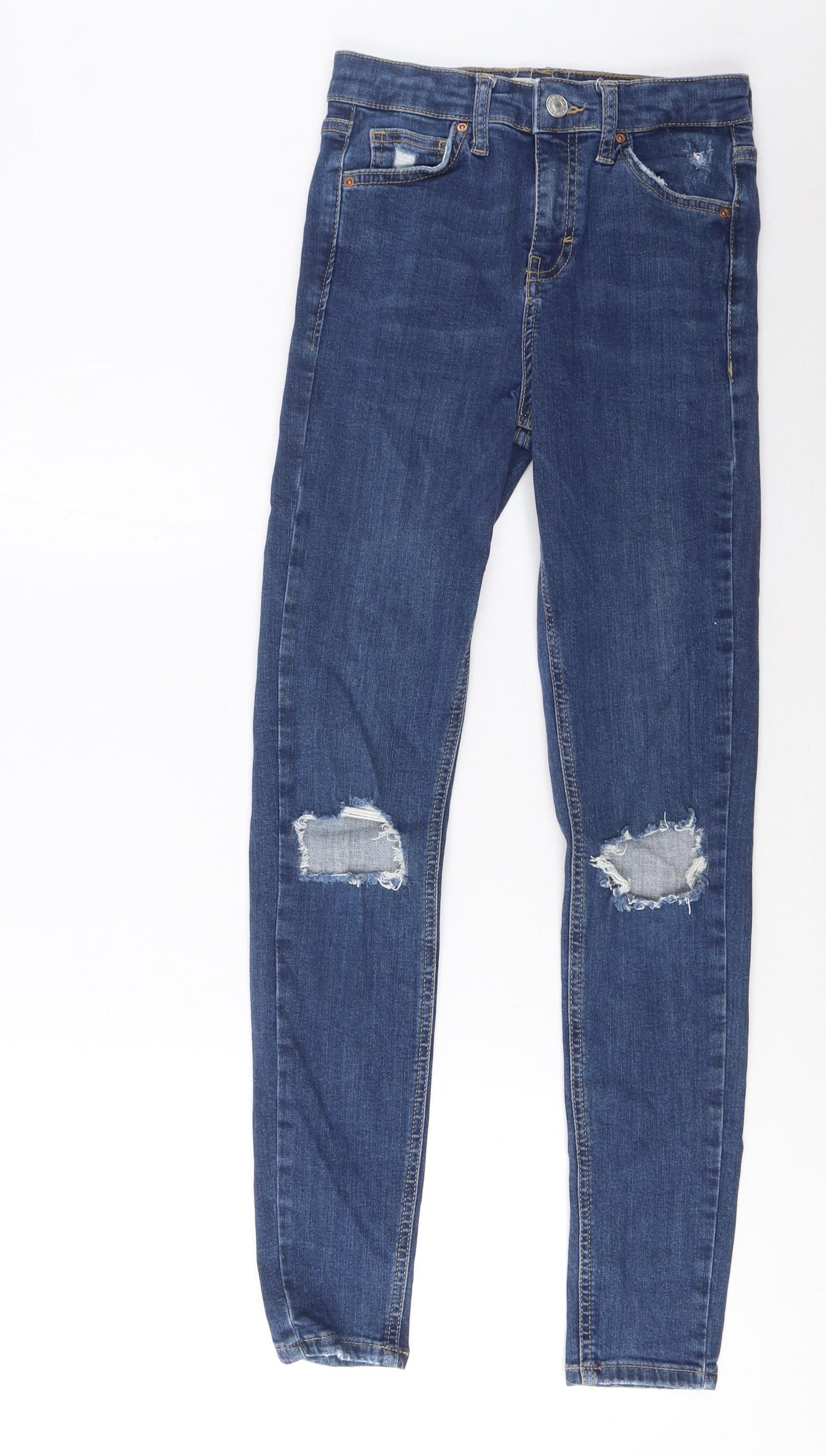 Topshop Womens Blue Cotton Skinny Jeans Size 28 in L32 in Regular Zip - Pockets