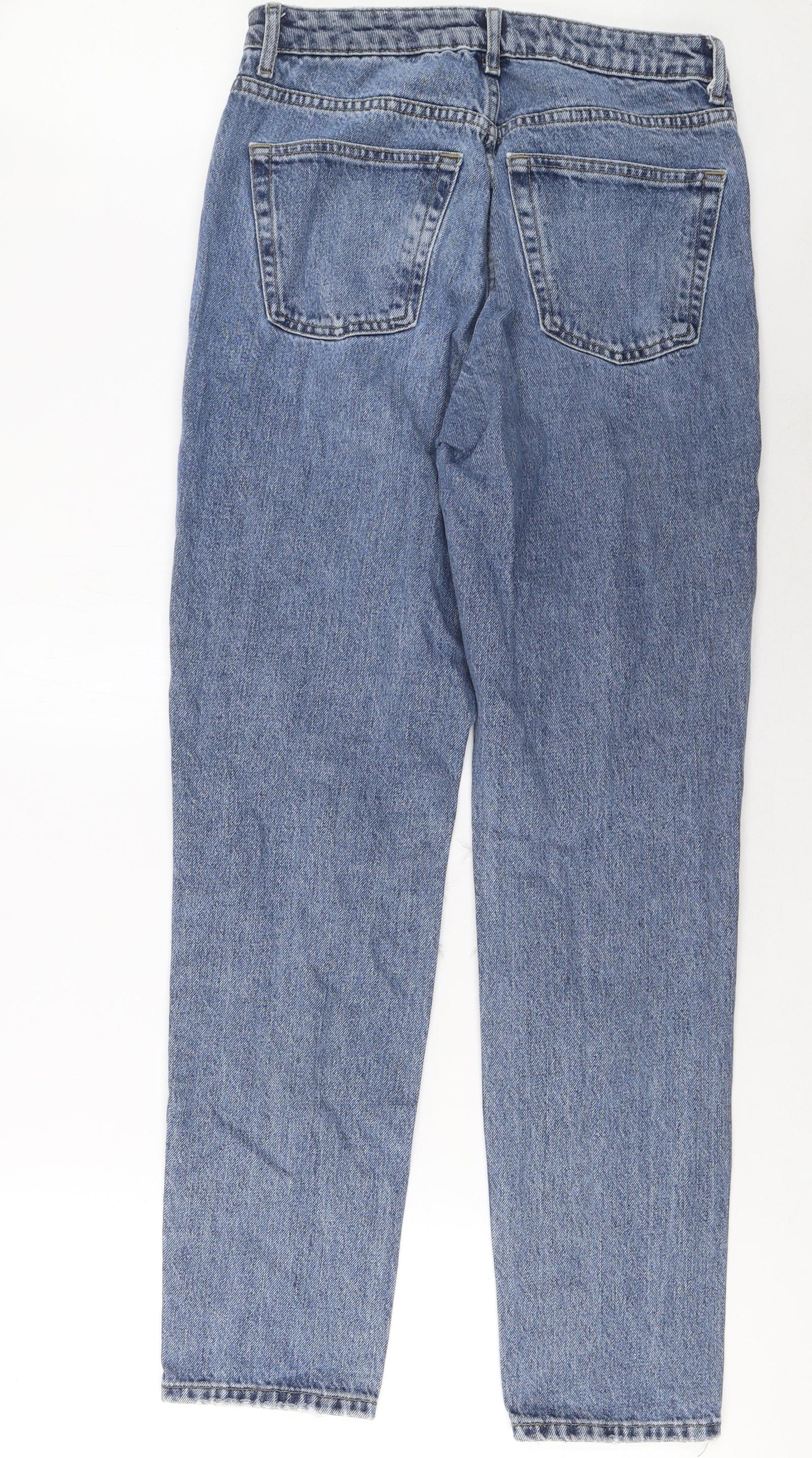 Topshop Womens Blue Cotton Mom Jeans Size 28 in L34 in Regular Zip - Pockets