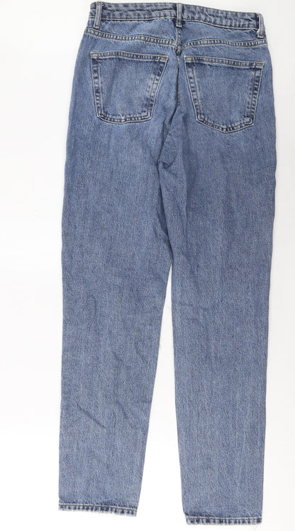 Topshop Womens Blue Cotton Mom Jeans Size 28 in L34 in Regular Zip - Pockets