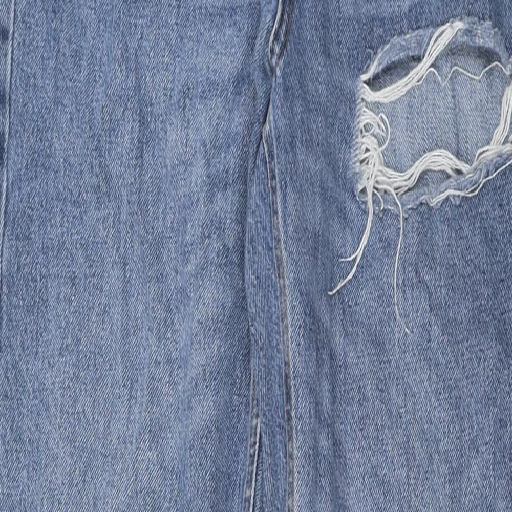 Topshop Womens Blue Cotton Mom Jeans Size 28 in L34 in Regular Zip - Pockets