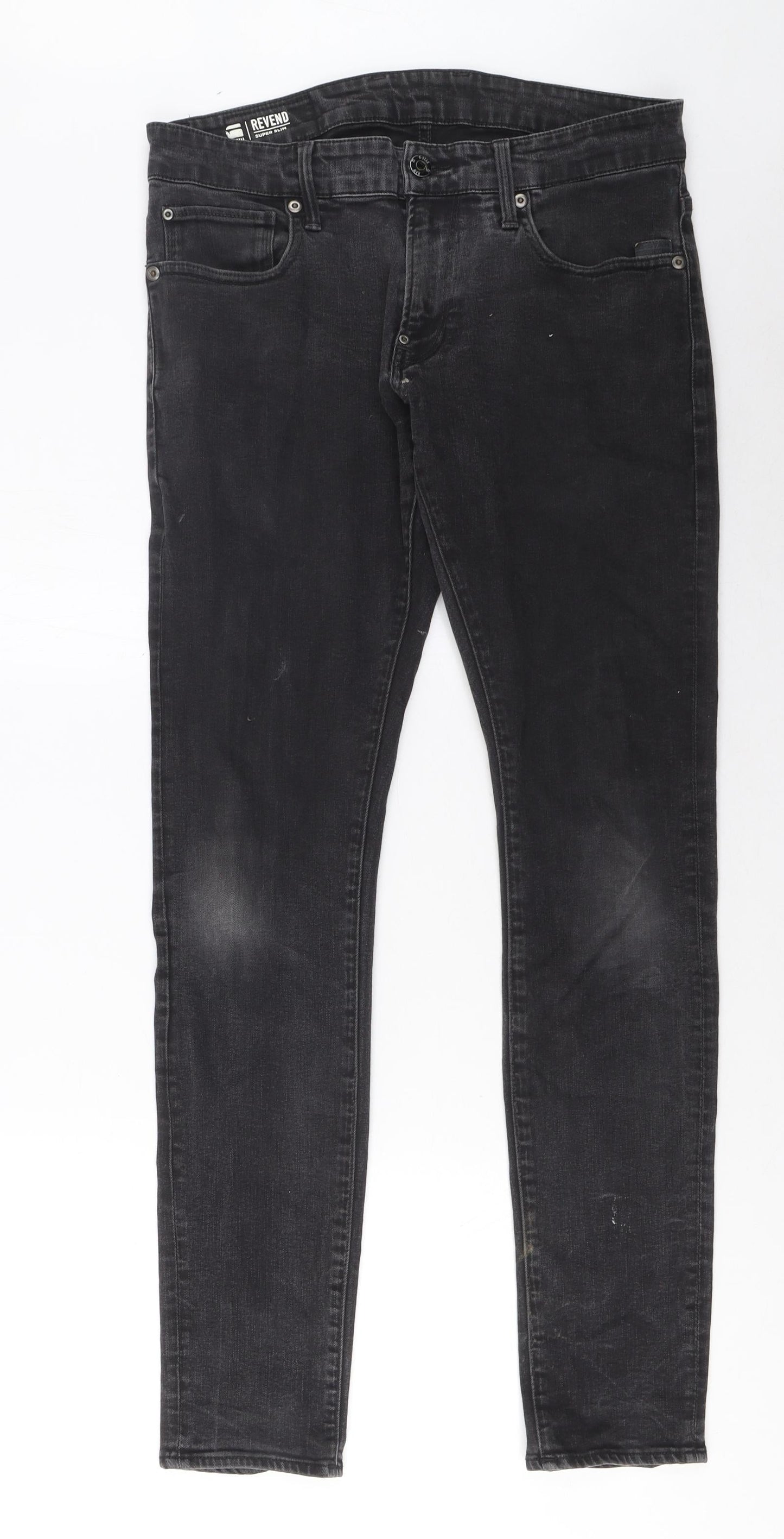 G Raw Mens Grey Cotton Skinny Jeans Size 32 in L32 in Regular Zip - Pockets