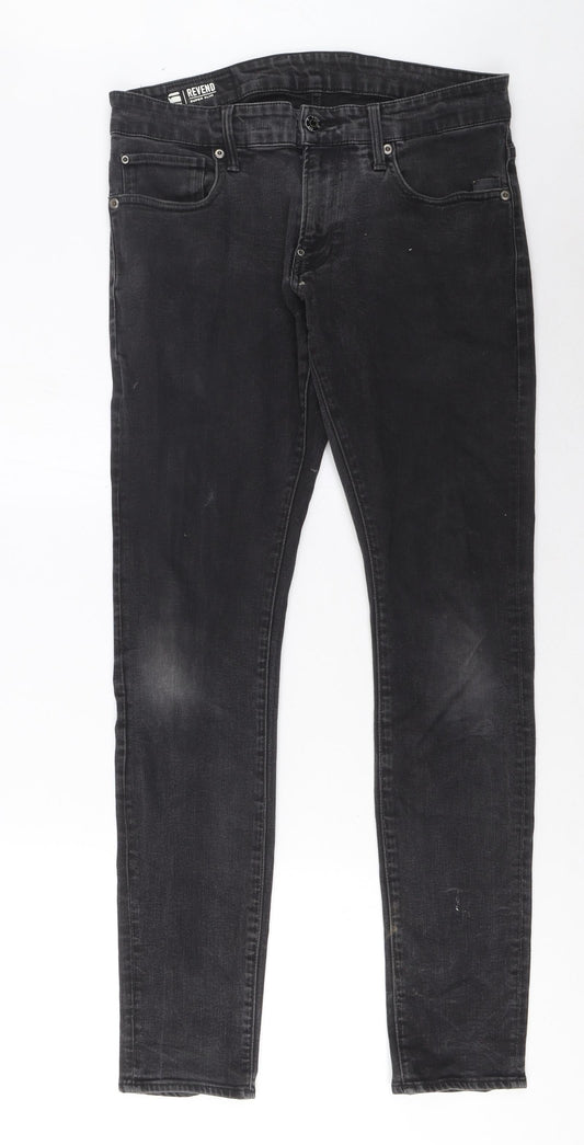 G Raw Mens Grey Cotton Skinny Jeans Size 32 in L32 in Regular Zip - Pockets