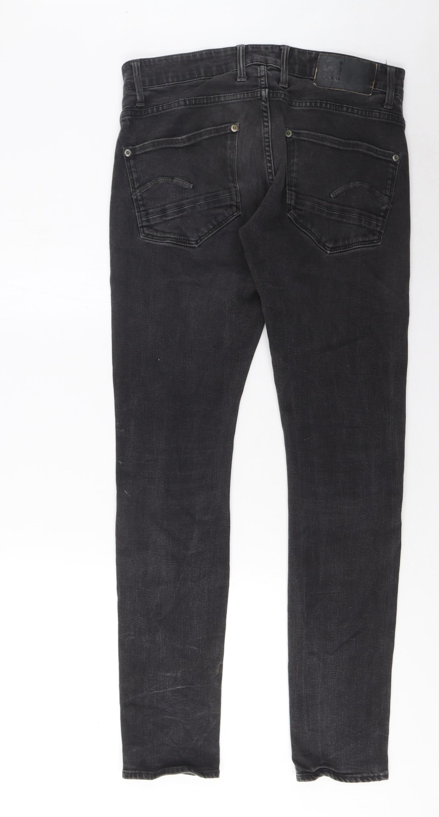 G Raw Mens Grey Cotton Skinny Jeans Size 32 in L32 in Regular Zip - Pockets