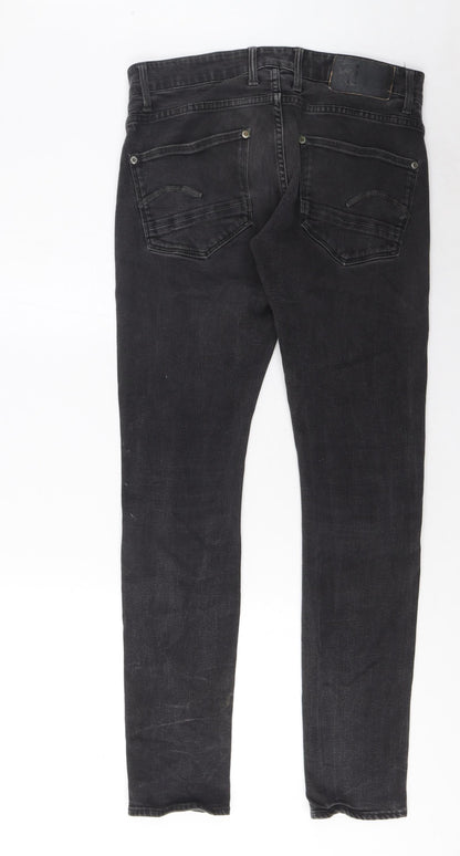 G Raw Mens Grey Cotton Skinny Jeans Size 32 in L32 in Regular Zip - Pockets