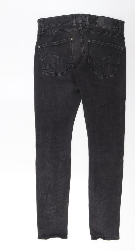 G Raw Mens Grey Cotton Skinny Jeans Size 32 in L32 in Regular Zip - Pockets