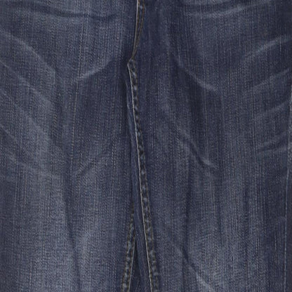 Miss Selfridge Womens Blue Cotton Straight Jeans Size 10 L30 in Regular Zip - Pockets