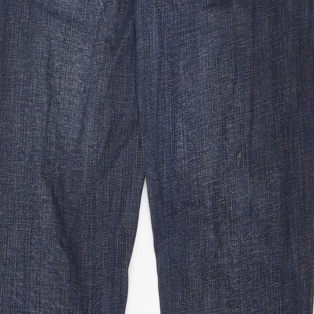 Miss Selfridge Womens Blue Cotton Straight Jeans Size 10 L30 in Regular Zip - Pockets