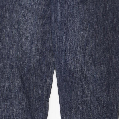 Miss Selfridge Womens Blue Cotton Straight Jeans Size 10 L30 in Regular Zip - Pockets