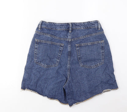 Denim & Co. Womens Blue Cotton Basic Shorts Size 10 L5 in Regular Zip - Pockets
