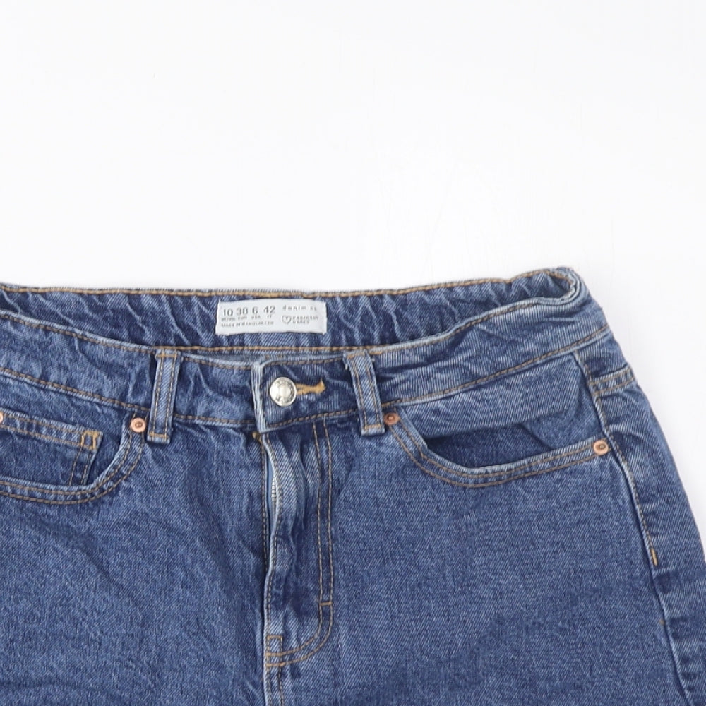 Denim & Co. Womens Blue Cotton Basic Shorts Size 10 L5 in Regular Zip - Pockets