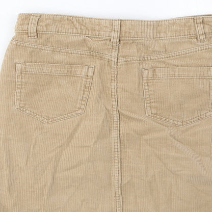 TU Womens Brown Cotton A-Line Skirt Size 8 Button - Pockets