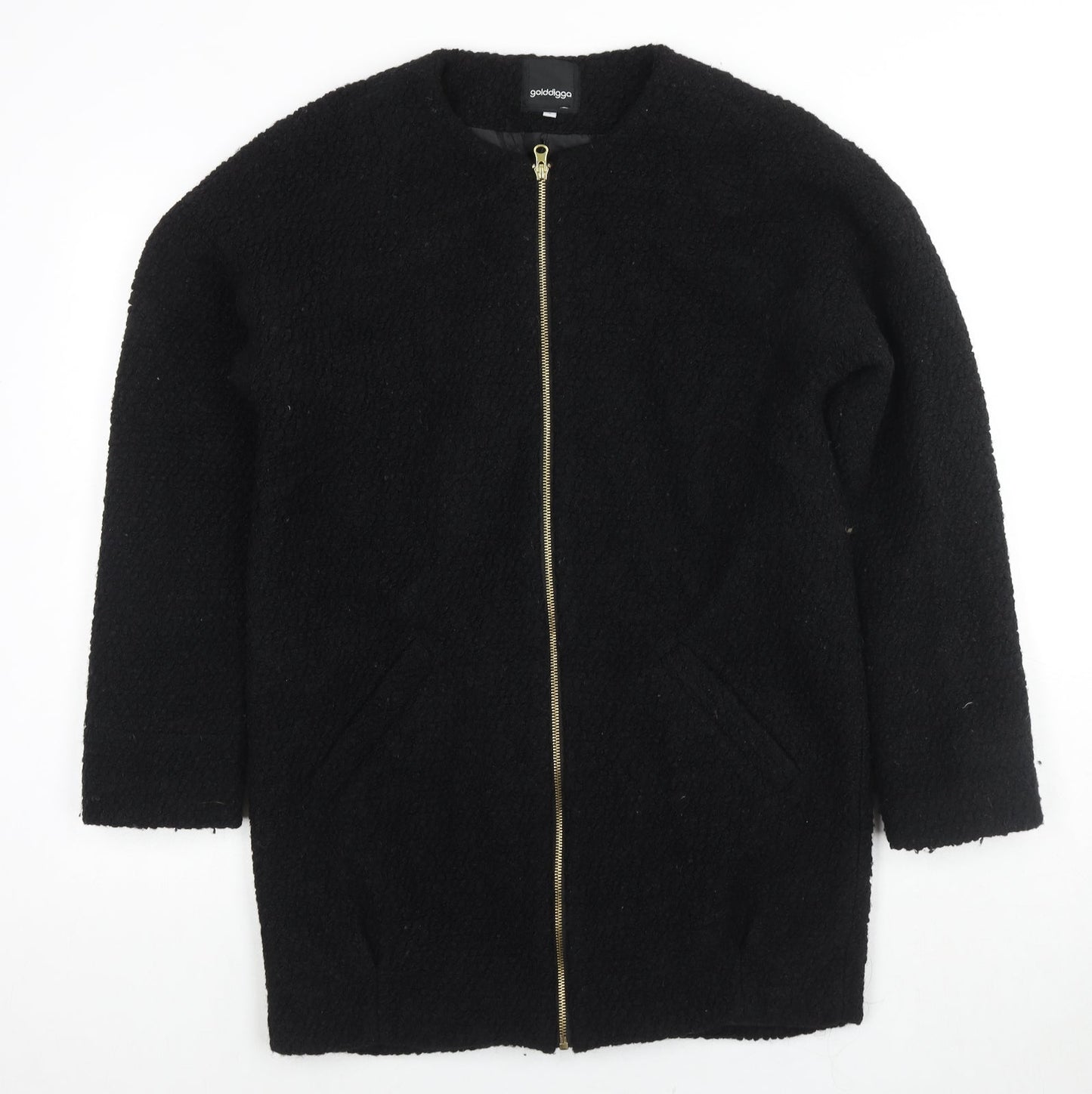 Womens UK Size 8 Golddigga Black Overcoat