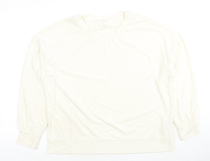 H&M Womens White Polyester Pullover Sweatshirt Size S Pullover
