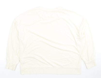 H&M Womens White Polyester Pullover Sweatshirt Size S Pullover