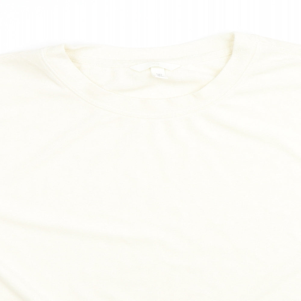 H&M Womens White Polyester Pullover Sweatshirt Size S Pullover