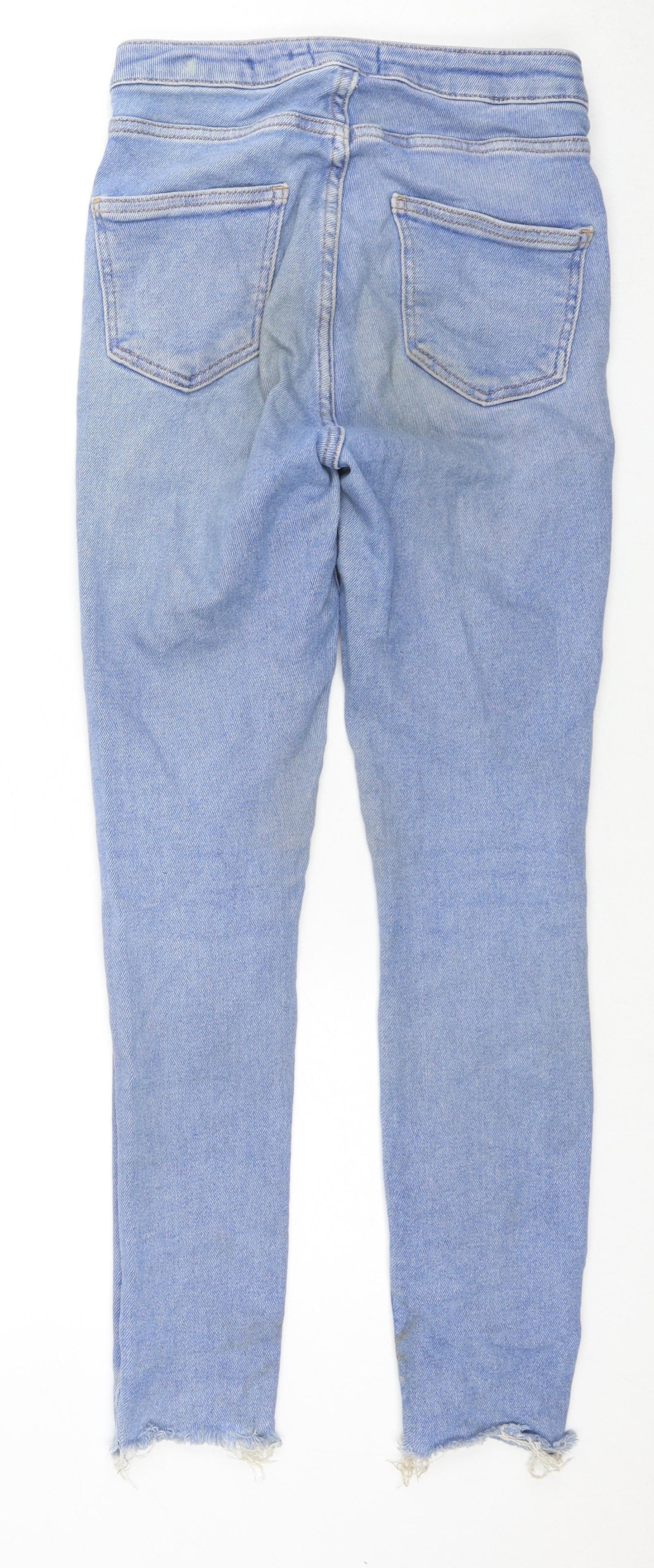 New Look Girls Blue Cotton Skinny Jeans Size 14 Years L27 in Regular Zip - Distressed