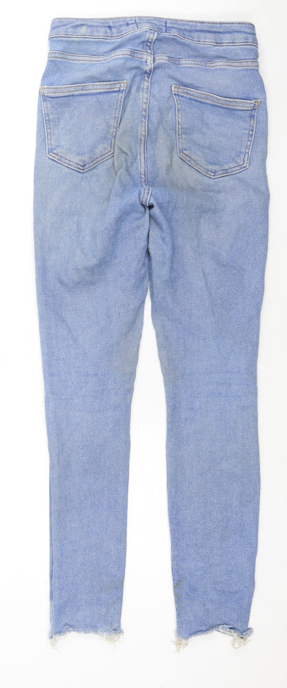 New Look Girls Blue Cotton Skinny Jeans Size 14 Years L27 in Regular Zip - Distressed