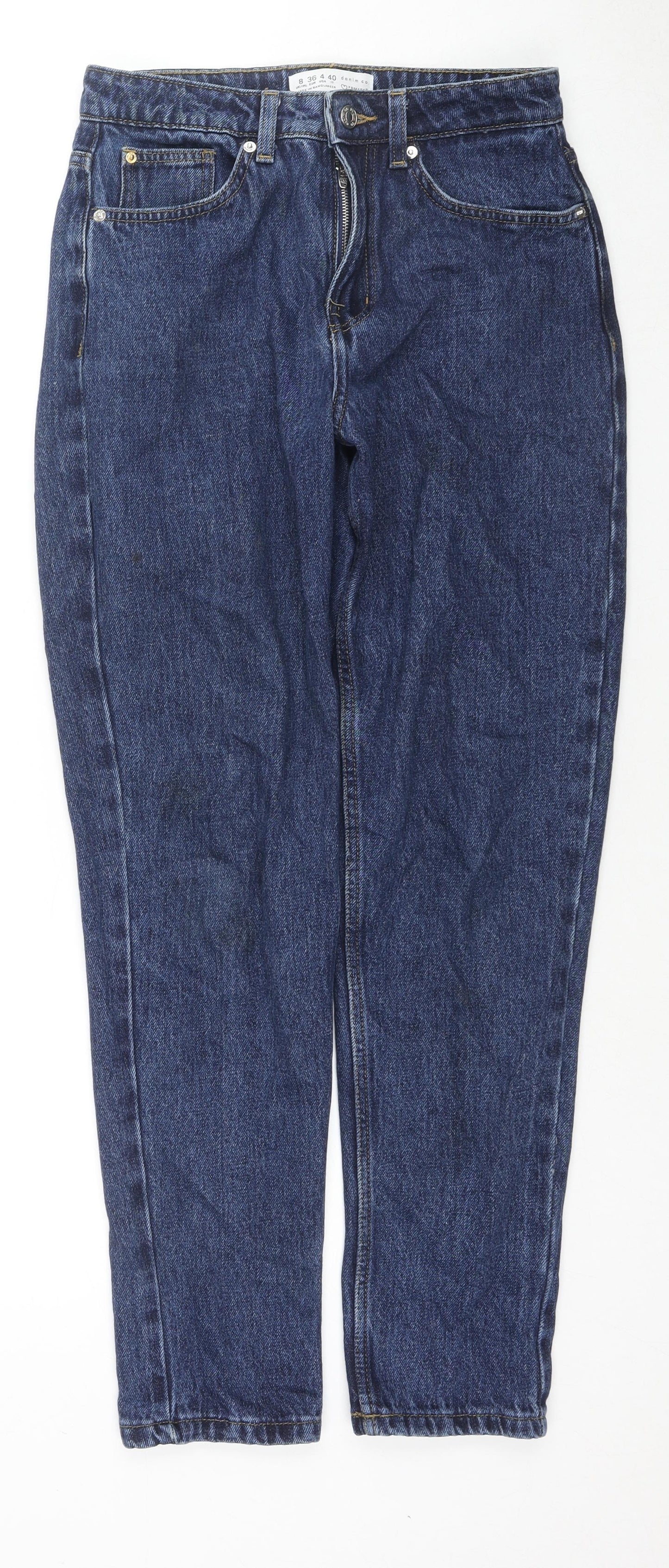Denim & Co. Womens Blue Cotton Straight Jeans Size 8 L29 in Regular Zip