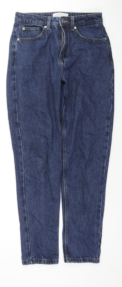 Denim & Co. Womens Blue Cotton Straight Jeans Size 8 L29 in Regular Zip