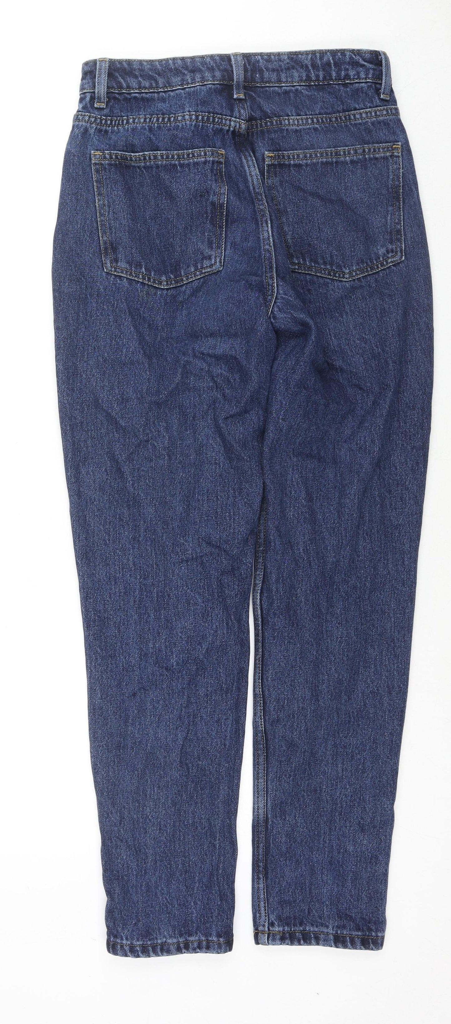 Denim & Co. Womens Blue Cotton Straight Jeans Size 8 L29 in Regular Zip
