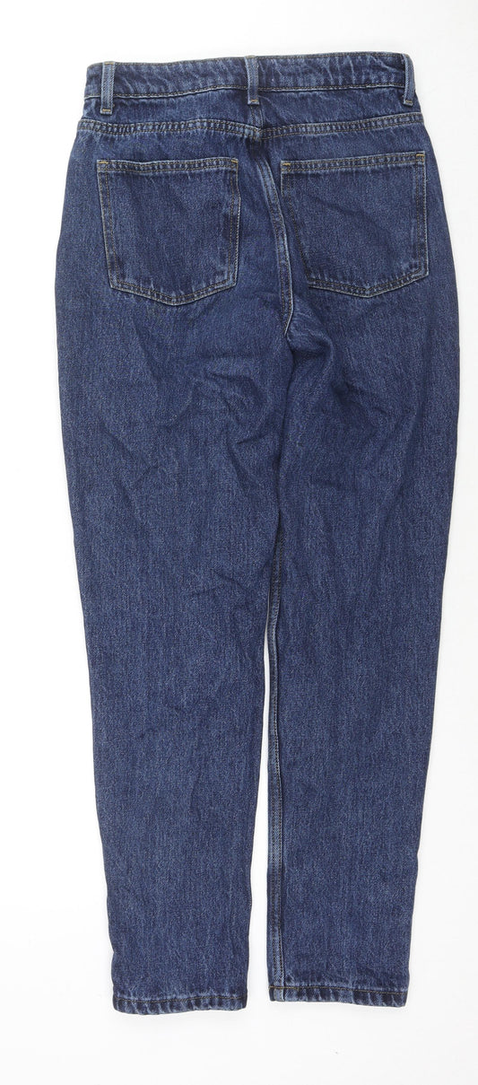 Denim & Co. Womens Blue Cotton Straight Jeans Size 8 L29 in Regular Zip