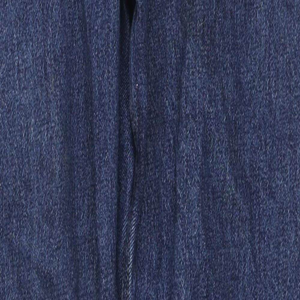 Denim & Co. Womens Blue Cotton Straight Jeans Size 8 L29 in Regular Zip