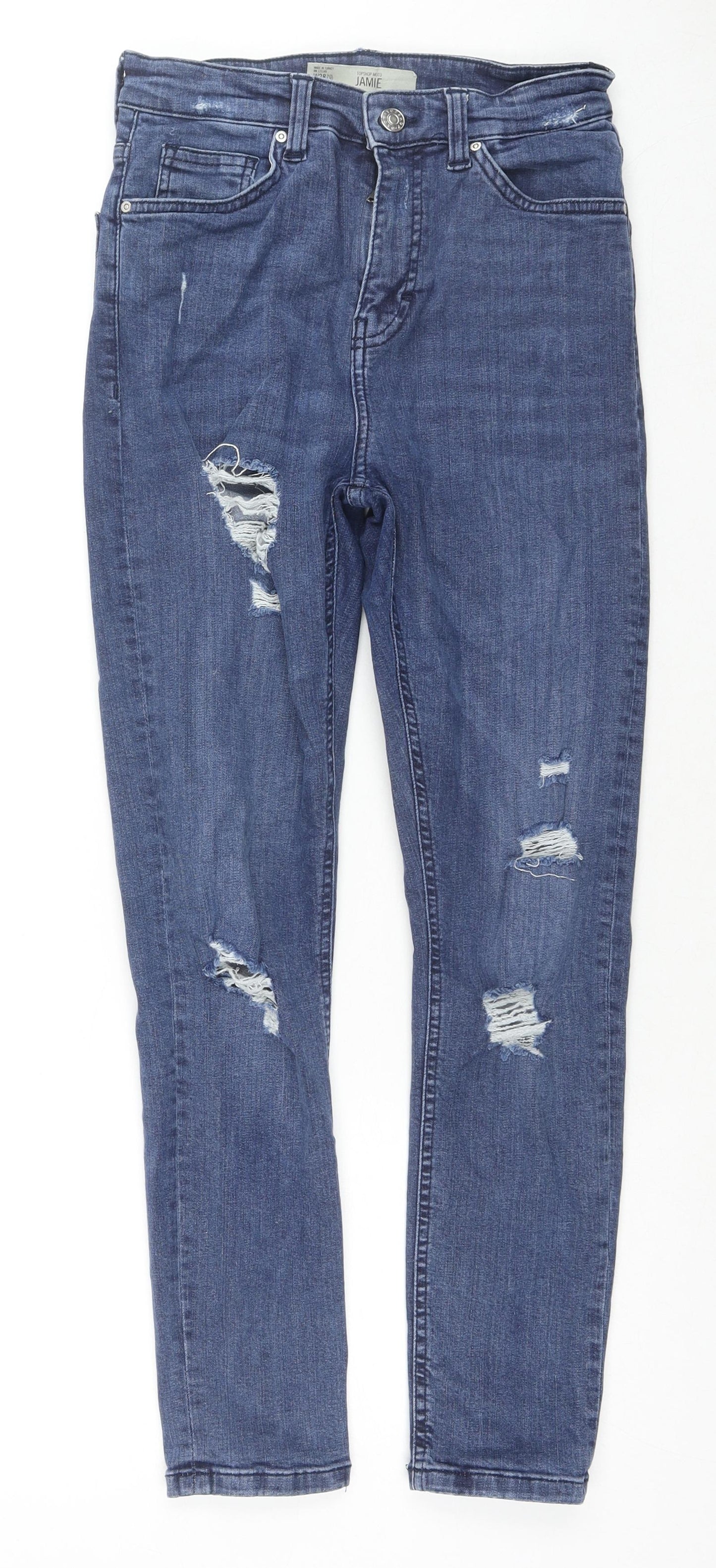 Topshop Womens Blue Cotton Skinny Jeans Size 28 in L30 in Regular Zip